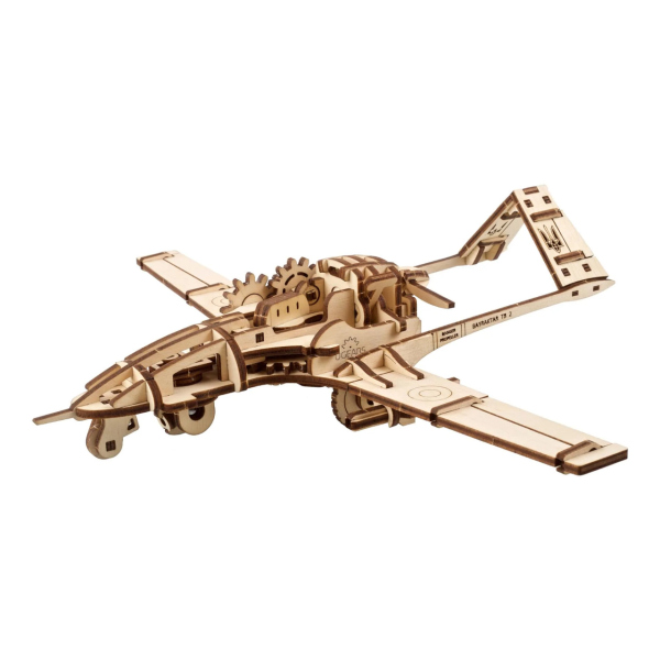 Levně Ugears 3D dřevěné mechanické puzzle Bojový dron Bayraktar TB2