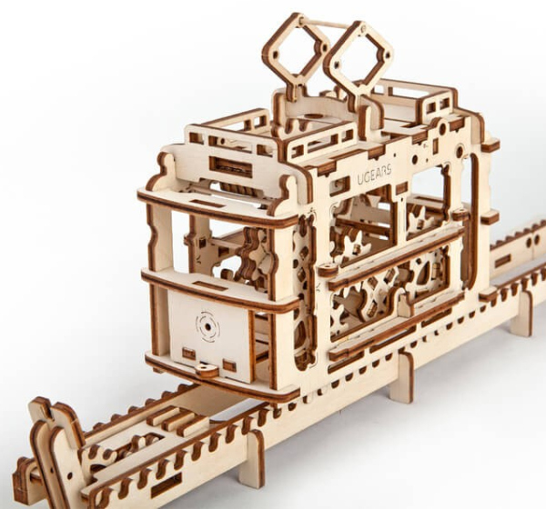 Levně Ugears 3D dřevěné mechanické puzzle Kabinová lanovka s tratí