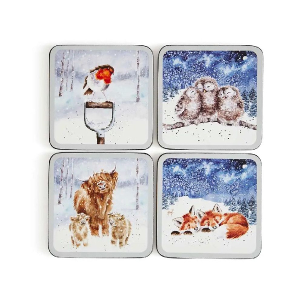 Levně Pimpernel Vánoční korkové podtácky Wrendale Designs Winter Sky, 4 ks