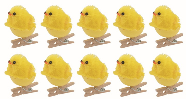 Levně Kuřátko ve skořápce žluté 2 x 2,5 x 2 cm na kolíčku, 10 ks