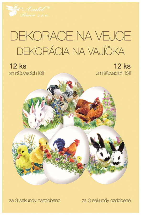 Levně Smršťovací dekorace na vejce Domácí zvířata 12 ks