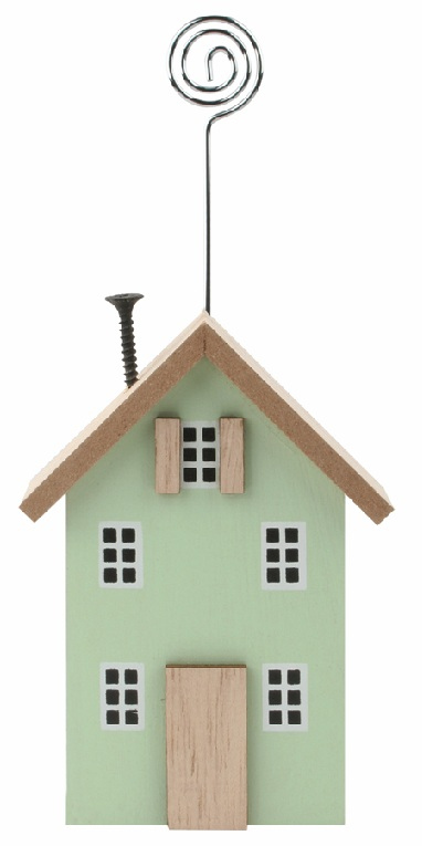 Levně Domek s držákem dřevěný zelený 8 x 17 x 3 cm na postavení