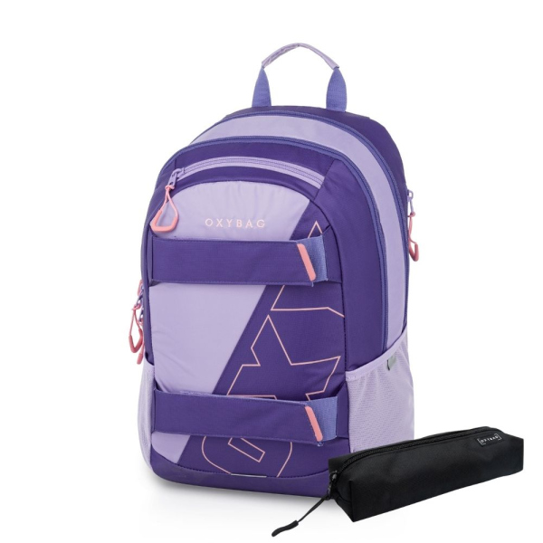 Levně Studentský batoh + etue OXY Sport Half violet