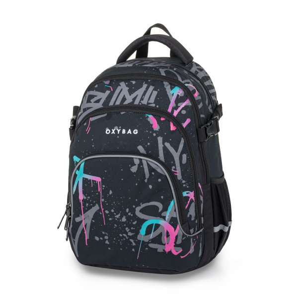 Levně Studentský batoh OXY SCOOLER Graffiti Pink