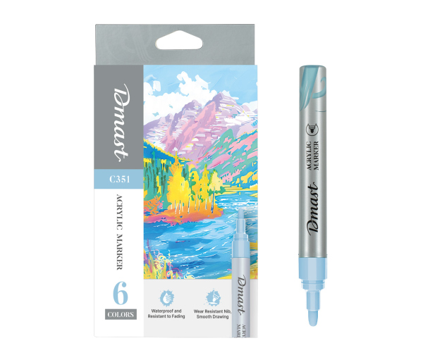 Levně Popisovač akrylový Dmast pastel sada 6 barev DELI EC351