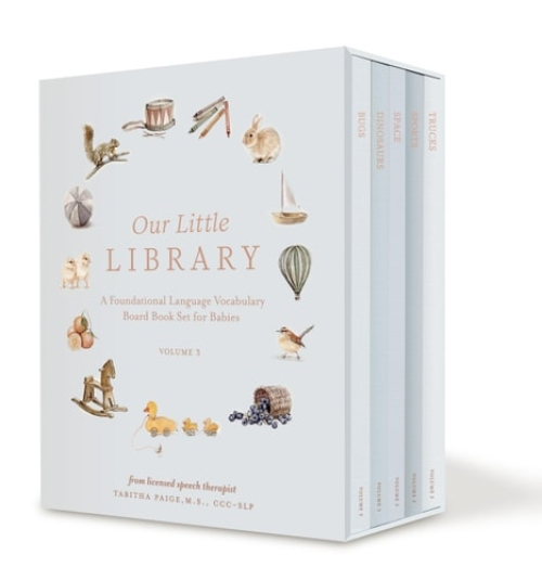 Levně Our Little Library Vol. 3, A Foundational Language Vocabulary Board Book Set for Babies, Including Bugs, Dinosaurs, Sports, Space, and Tools