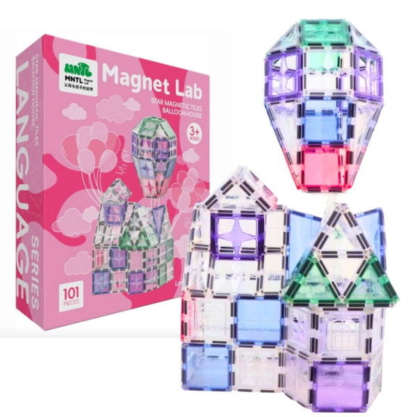 Levně MNTL - Magnetická stavebnice Pastelová BALOON HOUSE - 101 ks