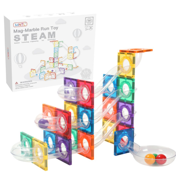 MNTL - Magnetická stavebnice Marble run toy - 100 ks - transparentní MNTL