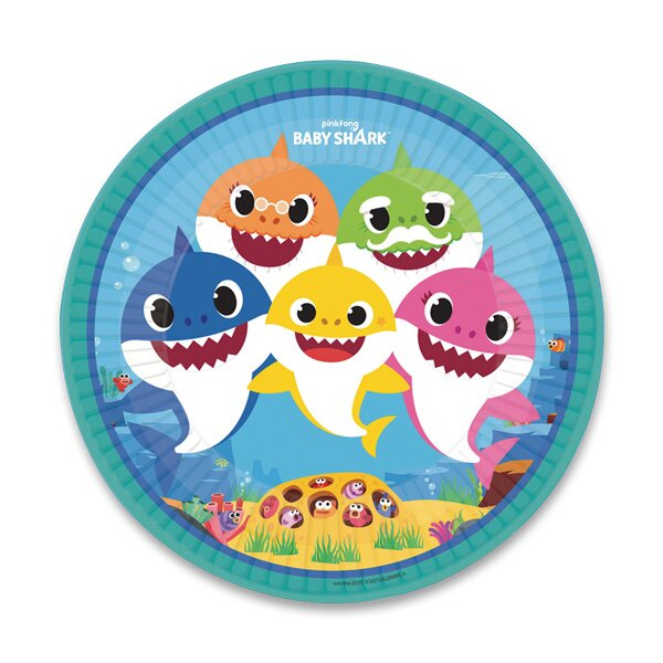Papírové talířky Baby Shark - průměr 23 cm, 8 ks