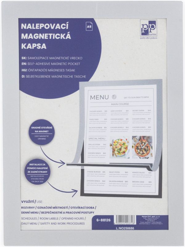 Levně Nalepovací magnetická kapsa A5 stříbrná