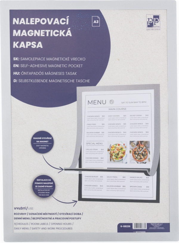 Nalepovací magnetická kapsa A3 stříbrná KARTONPP