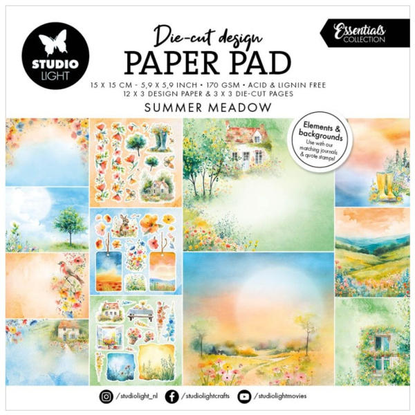 Levně Studio Light Kreativní blok Studio Light Summer Meadow, 15x15 cm, 36 l. - Letní louka