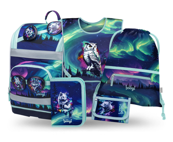 BAAGL SET 5 Zippy Plus Aurora: aktovka, penál, sáček, zástěra, peněženka GRS