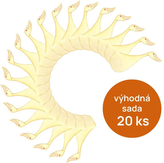 Dřevěný výřez husa, 9,2 x 21,5 cm, sada 20 ks