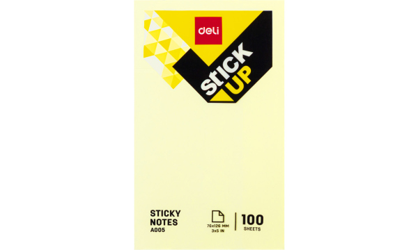 Levně Bloček samolepící STICK UP žlutý 76 x 126mm DELI EA00553