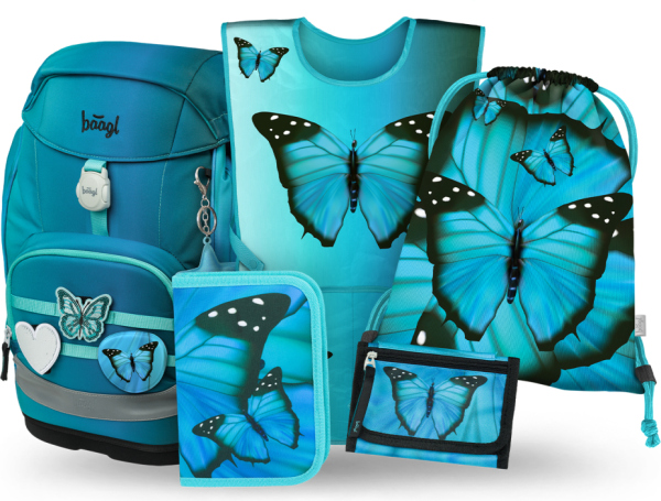 BAAGL SET 5 Airy Plus Butterfly: batoh, penál, sáček, zástěra, peněženka