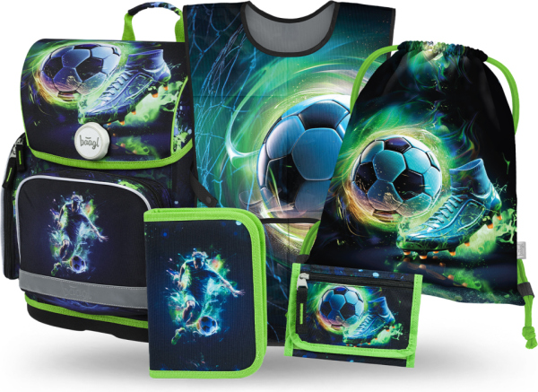 BAAGL SET 5 Ergo Fotbal Hráč: aktovka, penál, sáček, zástěra, peněženka
