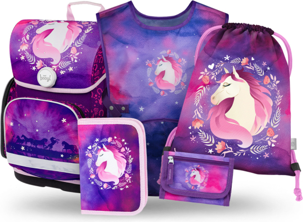 BAAGL SET 5 Ergo Kůň: aktovka, penál, sáček, zástěra, peněženka