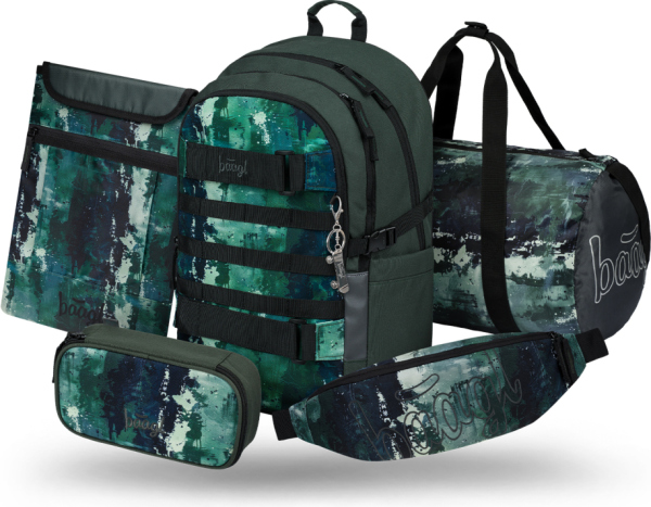 BAAGL SET 5 Skate Forest: batoh, penál, sportovní taška, ledvinka, obal na notebook