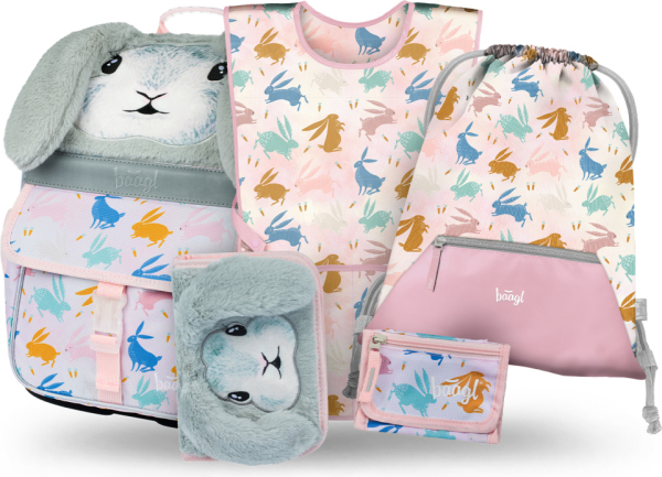 BAAGL SET 5 Zippy Bunny: aktovka, penál, sáček, zástěra, peněženka