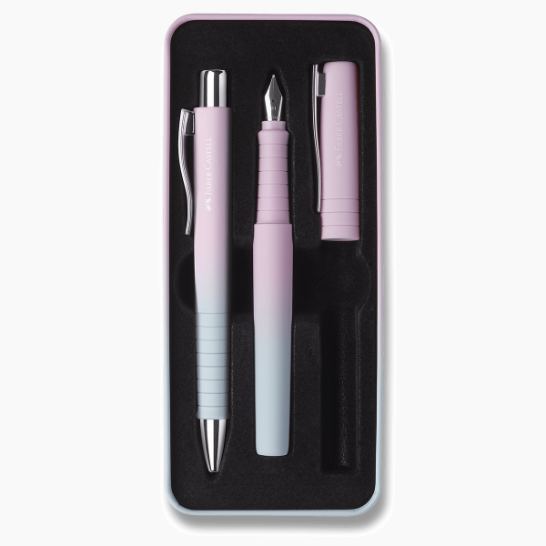 Levně Sada plnicího a kuličkového pera Faber-Castell Poly Ball Blushing Sky