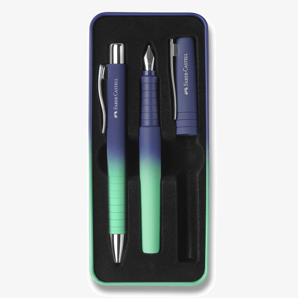 Levně Sada plnicího a kuličkového pera Faber-Castell Poly Ball Buzzing Blue