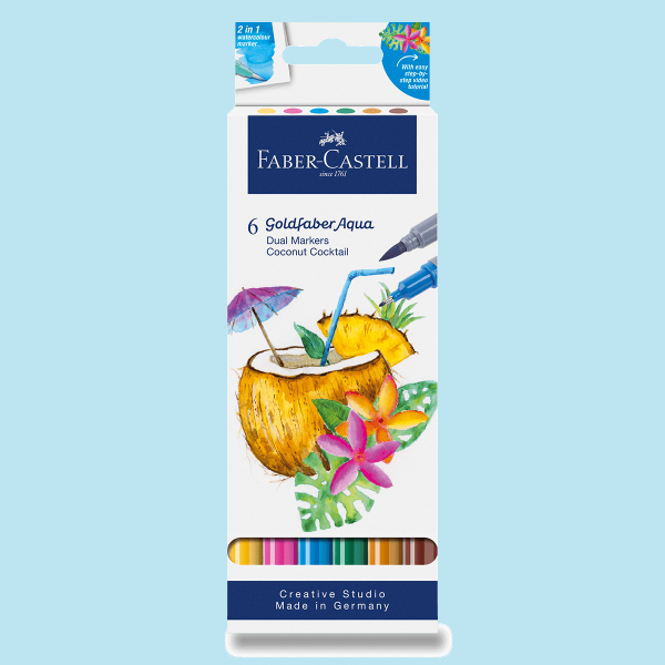 Levně Popisovač Faber-Castell Goldfaber Aqua Dual Marker Coconut Cocktail - 6 ks