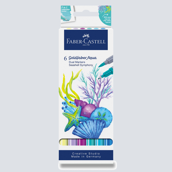 Levně Popisovač Faber-Castell Goldfaber Aqua Dual Marker Seashell Symphony - 6 ks
