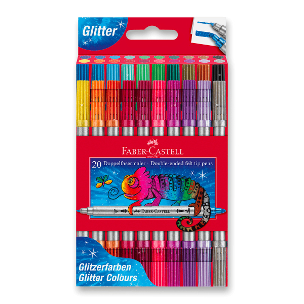 Levně Oboustranné dětské fixy Faber-Castell Glitter - 20 ks