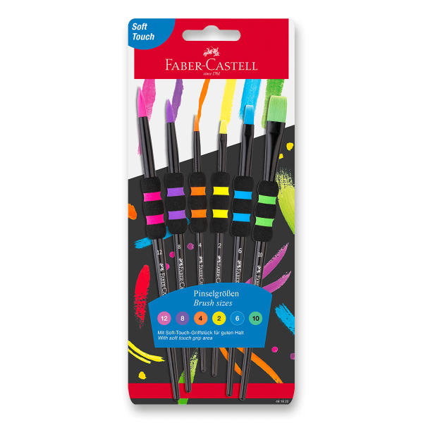 Levně Štětce Faber-Castell Soft Touch Black - 6 ks