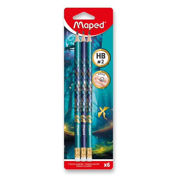 Grafitová tužka Maped Dragon - 6 ks, tvrdost HB, blistr
