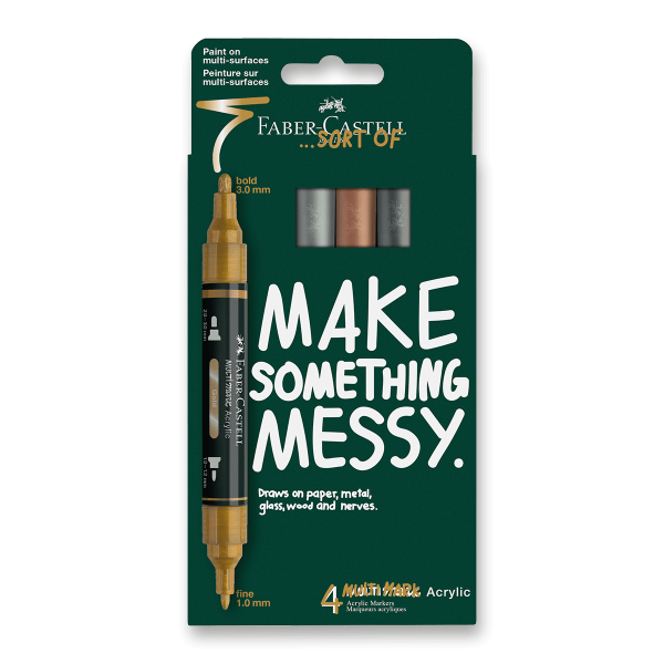 Levně Akrylový popisovač Faber-Castell Multimark Metallic - 4 ks