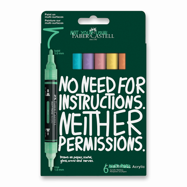 Levně Akrylový popisovač Faber-Castell Multimark Pastel - 6 ks