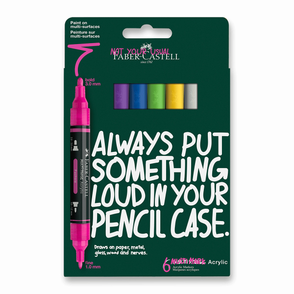 Levně Akrylový popisovač Faber-Castell Multimark Vibrant - 6 ks