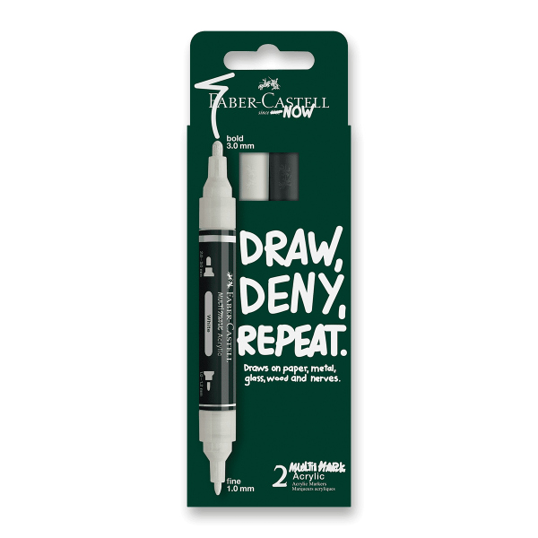 Levně Akrylový popisovač Faber-Castell Multimark BlackaWhite - 2 ks