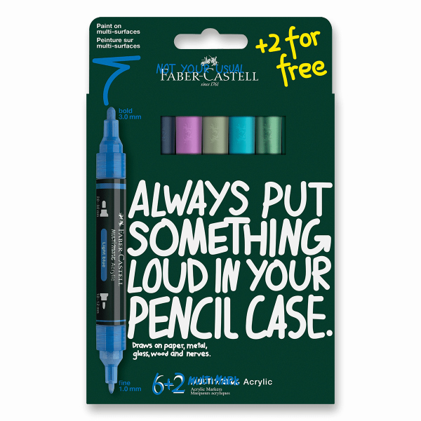 Akrylový popisovač Faber-Castell Multimark Frost - 6+2 ks