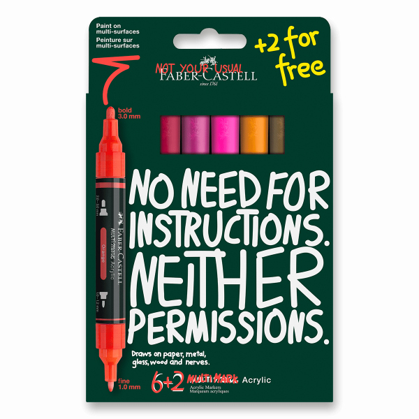 Akrylový popisovač Faber-Castell Multimark Flame - 6+2 ks