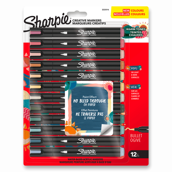 Akrylový popisovač Sharpie Acrylic Marker Bullet Fine Warm Tones - 12ks