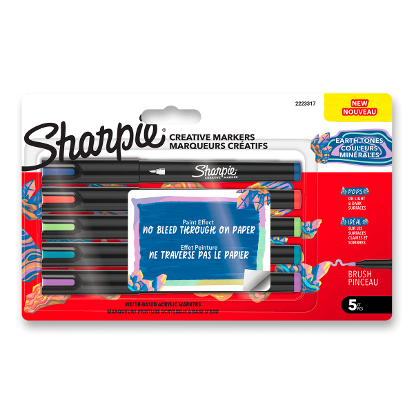 Akrylový popisovač Sharpie Acrylic Marker Brush Earth Tones - 5 ks