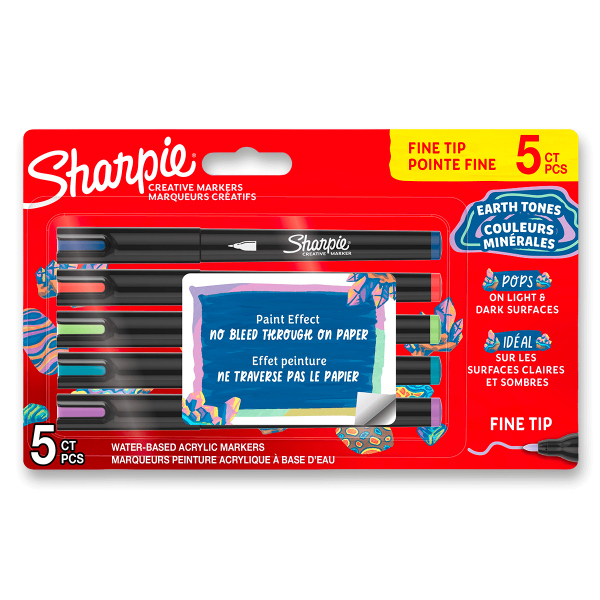 Akrylový popisovač Sharpie Acrylic Marker Bullet Fine Earth Tones - 5 ks