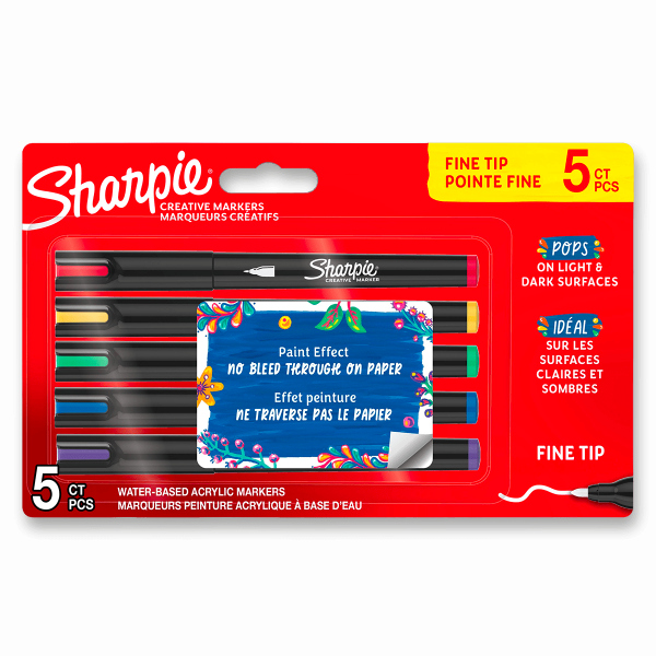 Akrylový popisovač Sharpie Acrylic Marker Bullet Fine - 5 ks