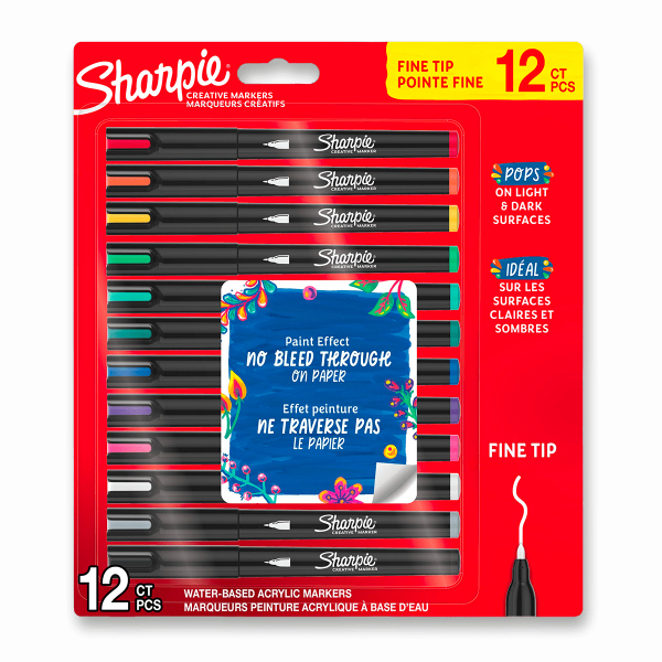 Akrylový popisovač Sharpie Acrylic Marker Bullet Fine - 12 ks
