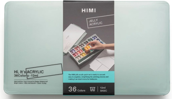 HIMI akrylové barvy Twin Cup Jelly - 36 Colours (Pearl Green Case)