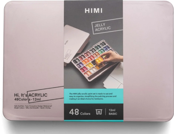 HIMI akrylové barvy Twin Cup Jelly - 48 Colours (Pearl Pink Case)