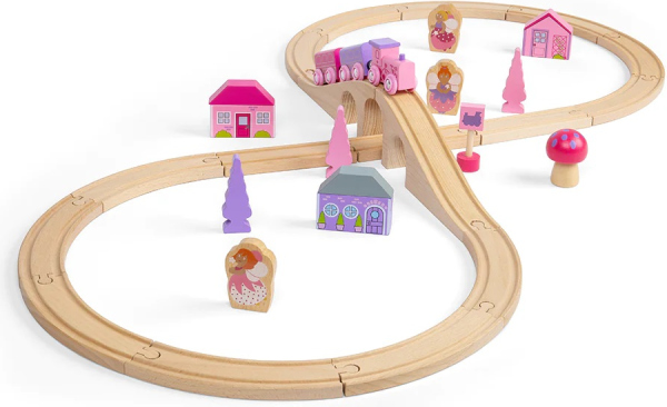 Levně Bigjigs Rail Dřevěná vláčkodráha osmička pro princezny 35 dílů