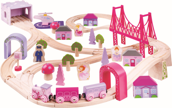 Levně Bigjigs Rail Dřevěná velká vláčkodráha princezny