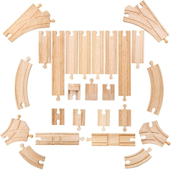 Levně Bigjigs Rail Dřevěné koleje set 25 dílů