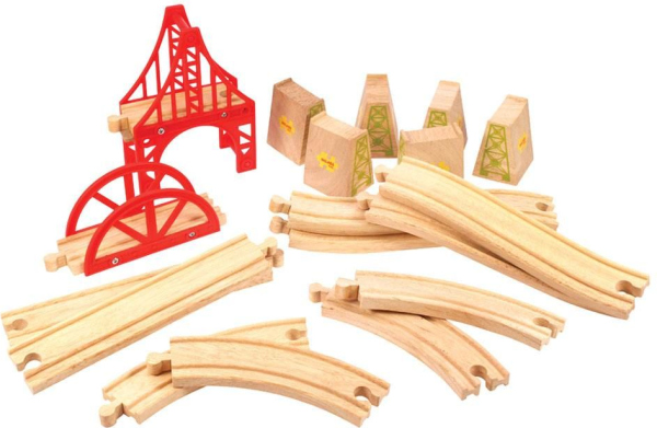 Levně Bigjigs Rail Dřevěné koleje set most 18 dílů