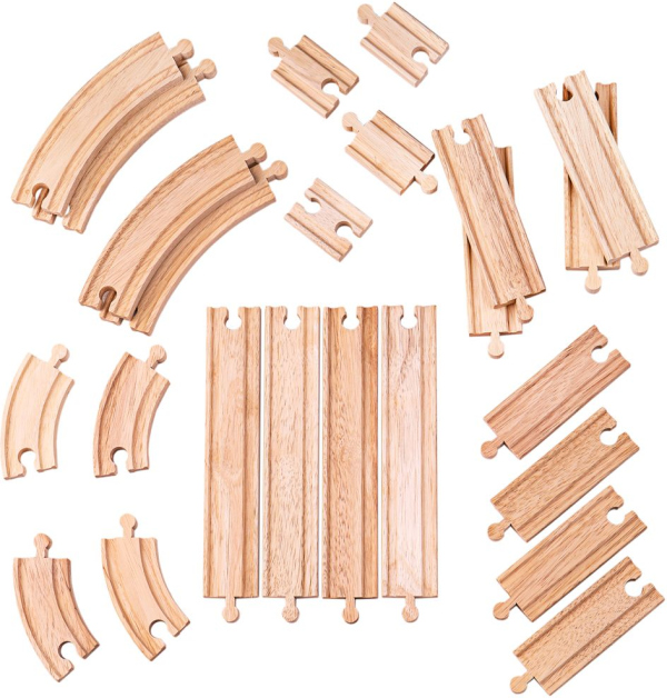 Levně Bigjigs Rail Dřevěné koleje set 24 dílů
