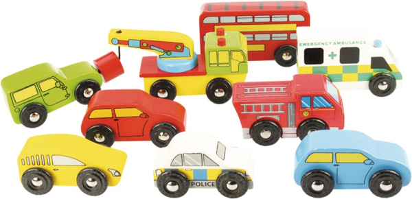 Levně Bigjigs Rail Dřevěné autodráhy sada aut